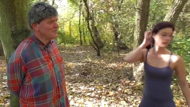 Submissive Slave Salivates Outdoors Before Rough Outdoor Sex