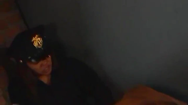 Hot Lady Cops Push Baton Deep into Submissive Guy's Asshole