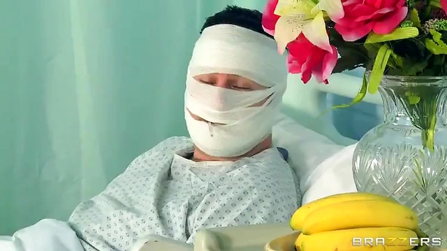 Hot Ebony Nurse Takes Care of Patient’s Big Cock with Skillful Mouth and Pussy