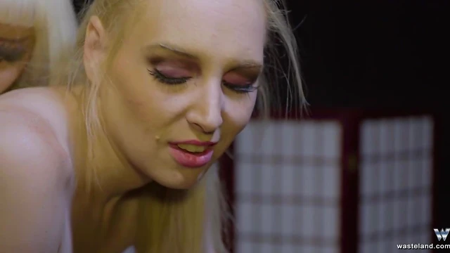 Blonde Lesbian Moaning Loudly As Mistress Fingers Her Pussy Deep