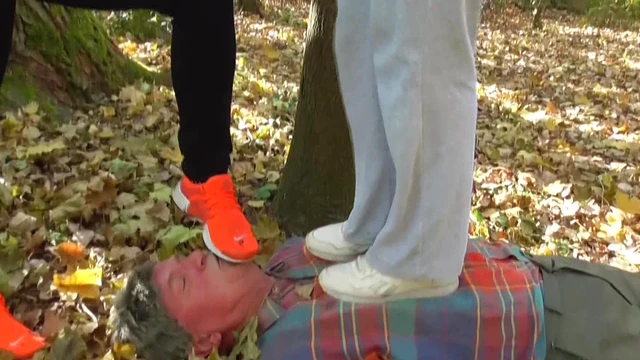 Hot German Girls Dominate Slave With Ruthless Feet Trampling Action