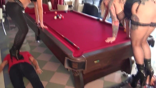 Sexy Domina Tramples Car While Playing Seductive Billiards Game