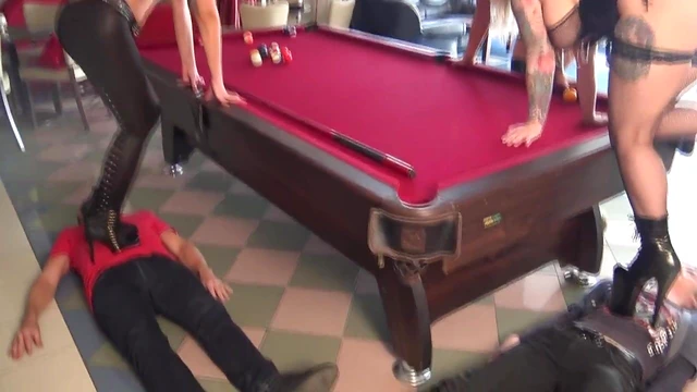 Sexy Domina Tramples Car While Playing Seductive Billiards Game