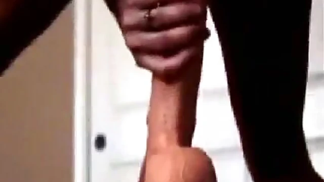 Sultry Ebony Beauty Teases Herself With A Giant Vibrating Dildo