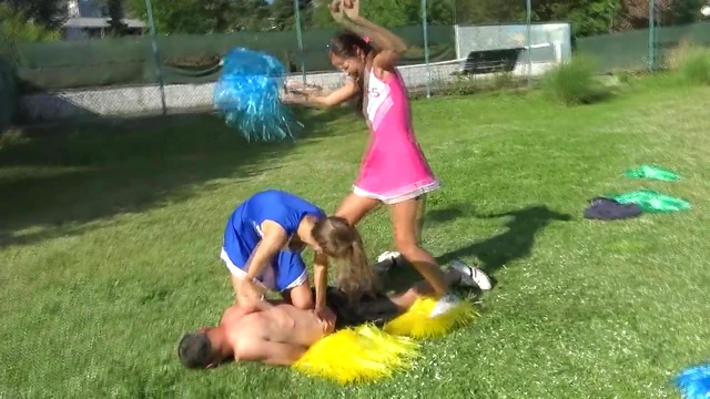 Cheerleader's Secret Trick: Kicking Off Her Uniform for Hot Action Fun