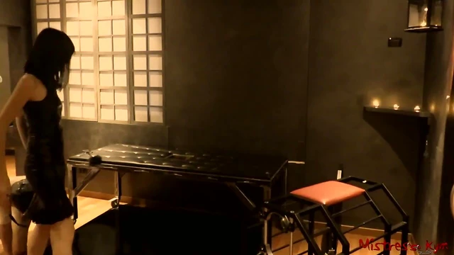 Dominant Mistress Whips Submissive Slave Sensually