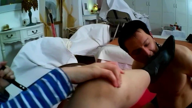 Foot Worship Training: Submissive Slave Pleases Mistress's Soles Passionately