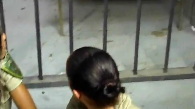 Dominant Femdom Guard Punishes Submissive prisoner with Powerful strapon Action