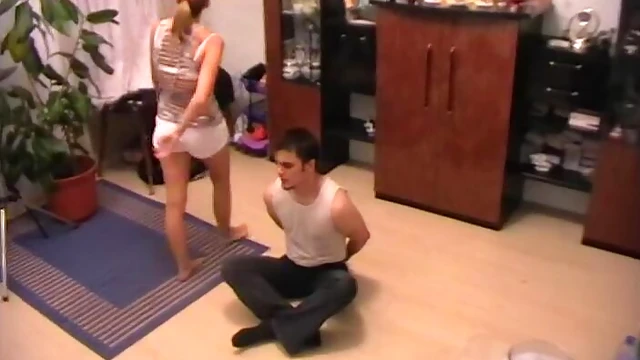 Melody's FemDom Terror: Bound Man Faces Her Dominating Pleasures