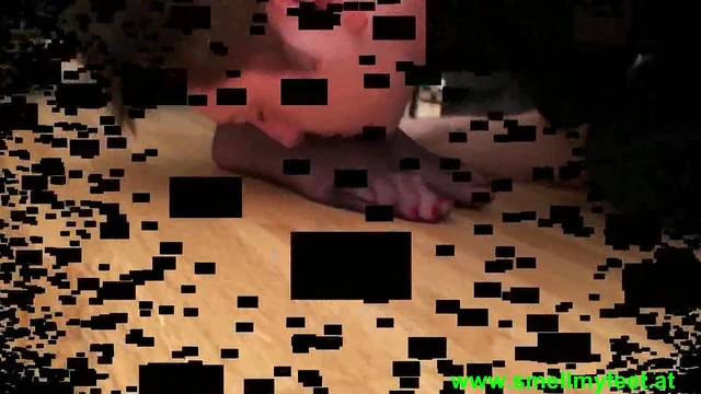 Submissive Man Sniffs Dominant Woman's Seductive Feet Obsessively