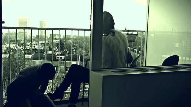 Submissive Shoe Worshipper Licks Mistress's High Heels Passionately