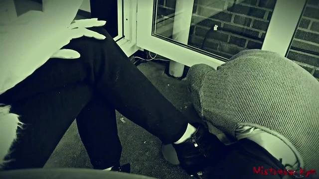 Submissive Shoe Worshipper Licks Mistress's High Heels Passionately