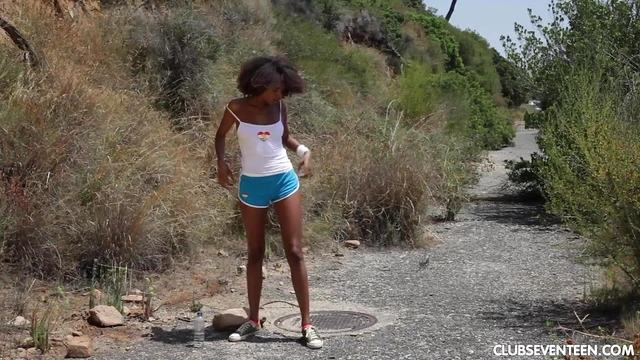 Ebony Luna Corazon Drinks Water Before Steamy Solo Sex Showdown