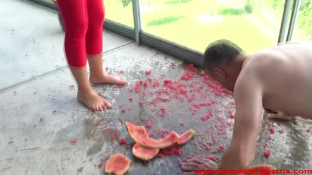 Feeding Her Sweetly With Watermelons From His Feet Playfully