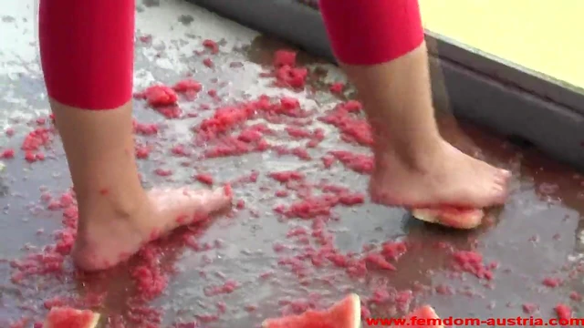 Feeding Her Sweetly With Watermelons From His Feet Playfully