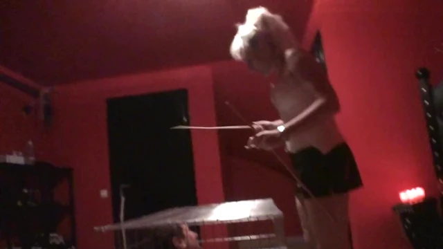 Submissive Caged Man Pleases Dominant Mistress's Desires Fully