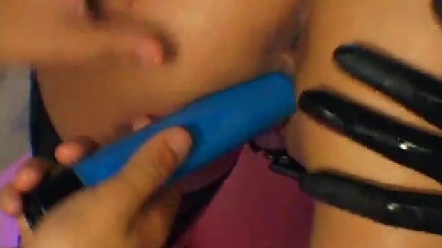 Kinky Gas Mask Girl Fucks Lesbian Girlfriend Wildly with Dildo Toy