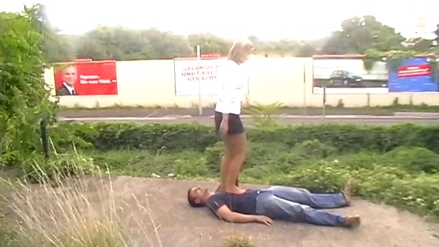 Sexy Outdoors Stiletto Trample Show Turns into Wild Boot Sex Adventure