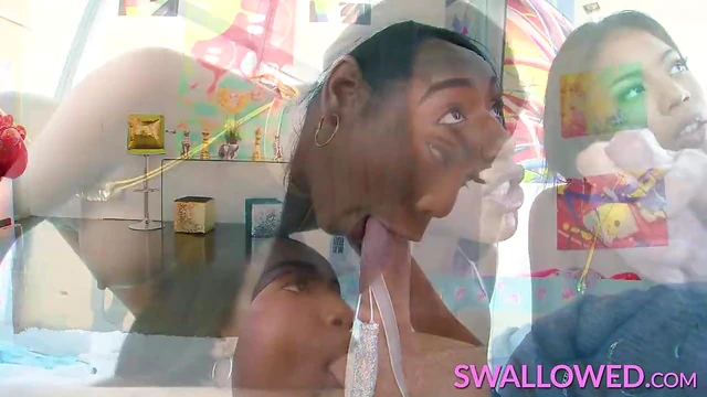 Sizzling Duo Nia & Ashley Deepthroats White Cock Passionately