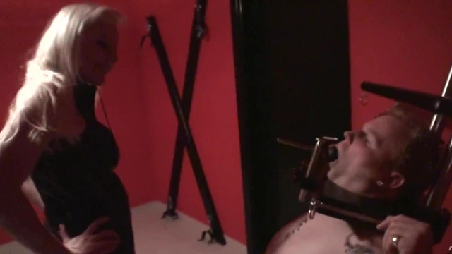 Submissive Brunette Takes Charge in Her Dungeon Spitroasting Fantasy