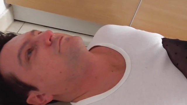 Sexy Nylon Goddess Tempts Victim into Kitchen Floor Trampling Fantasy