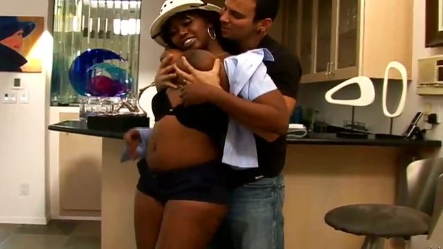 Busty Ebony Delotta Brown Takes Big White Cock in Interracial Scene