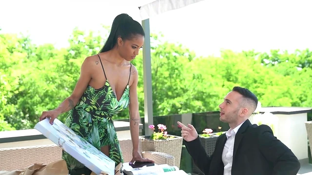 Sexy Painter Shows Off Her Curvy Tits While Selling Hot Artwork