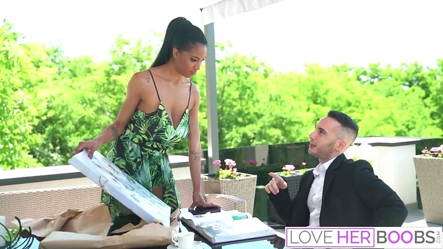 Sexy Painter Shows Off Her Curvy Tits While Selling Hot Artwork