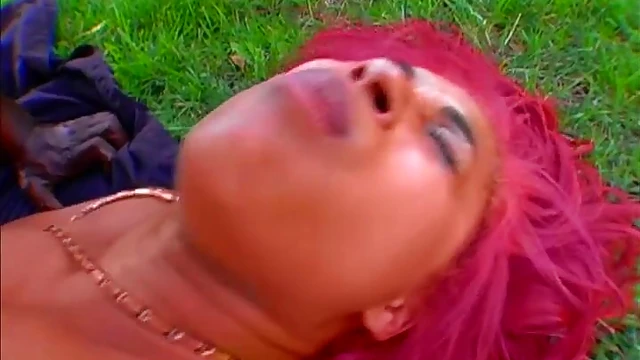 Blonde Pinky Takes Big Black Cock Deep In Her Throat Outdoors