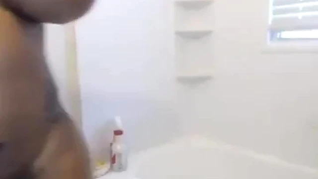 Sultry Tattooed Black Bombshell Curves Showering Live for Webcam Vibes