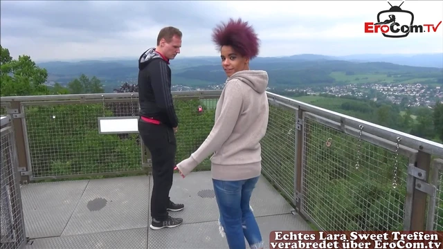 German Amateur Ebony Teen Gets Fucked Publicly by Stranger's Cock