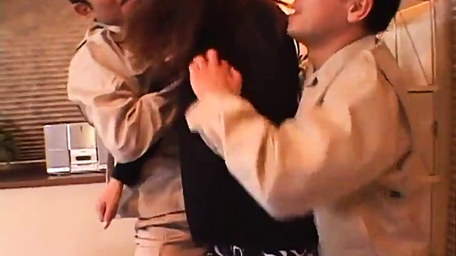 Ryoko Gives One Guy Head While The Other Fucks Her Hard