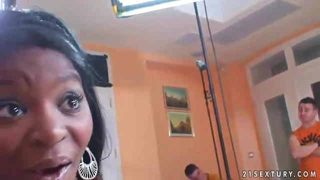 Sultry Ebony Takes Harsh Vibrator Deep During Hot Lesbian Encounter