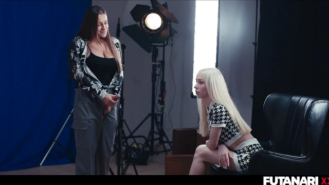 Time-Freezing Magic Reveals Naughty Transgender Giving Blonde Teen a Facefuck Orgasm