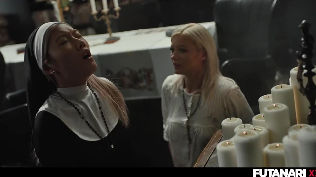 Seductive Futa Nun Growls Her Dick Big, Then Pounds Churchgirl's Pussy Hard