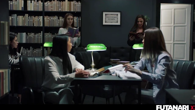 Veronica Leal Faces Library Gangbang With Insatiable Shemales In Hot DP Action