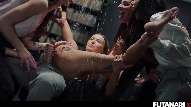 Veronica Leal Faces Library Gangbang With Insatiable Shemales In Hot DP Action