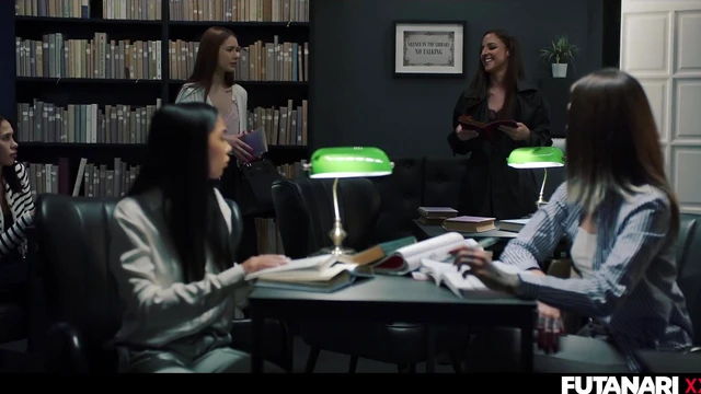 Veronica Leal Faces Library Gangbang With Insatiable Shemales In Hot DP Action