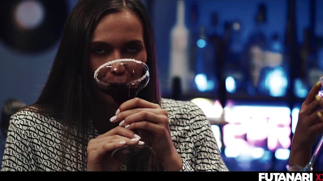 Curvy Black Beauty Takes Two Hard Dicks Simultaneously with Hot Futanari Action