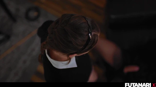 Inked MILF Takes Shemale's Dick & Gets Covered in Cum Profusely