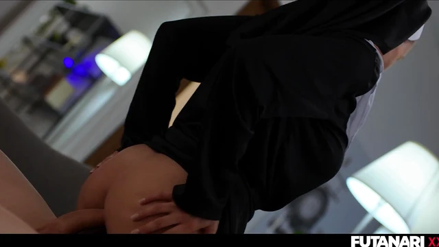 Futuristic Blonde With Busty Body Sucks Her Own Dick Till She Cums Hard