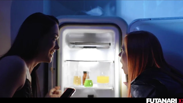 Sexy Brunette Futanari Fucks Hot Redhead With Massive Cock