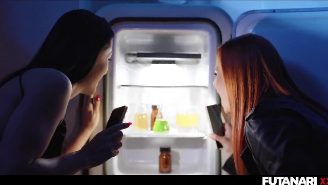 Sexy Brunette Futanari Fucks Hot Redhead With Massive Cock