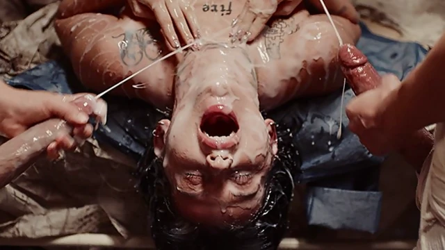 Shemale's Insatiable Sex Drive Leads to Hot Futanari Brunette Bukkake Orgy