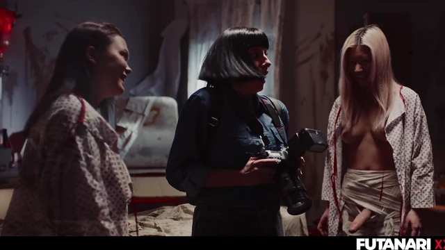 Shemale's Insatiable Sex Drive Leads to Hot Futanari Brunette Bukkake Orgy