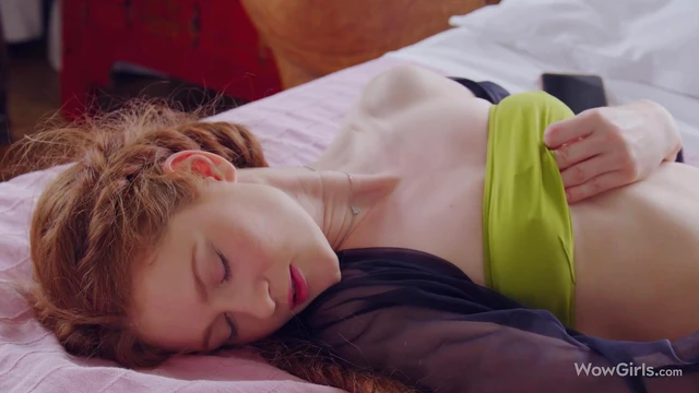 Amazing Redhead Girl Sofilie Masturbates Seductively Alone on Bed
