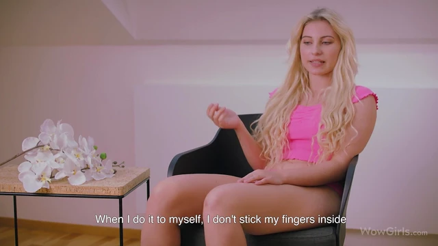 Amazing Blonde Beauty Lily Bella Masturbates While Telling Her Story Seductively