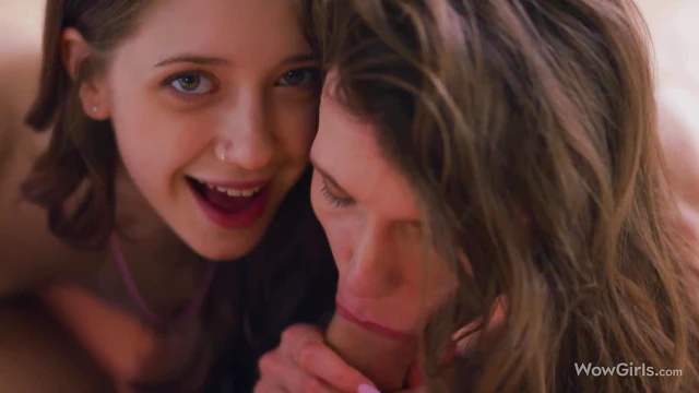 Two Girls, One Guy: Nelya & Leah Share Intimate Moments in Bed Together