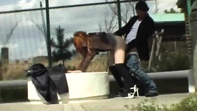 Hairy Japanese Redhead Flashes Pussy Publicly Before Getting Fucked Hard