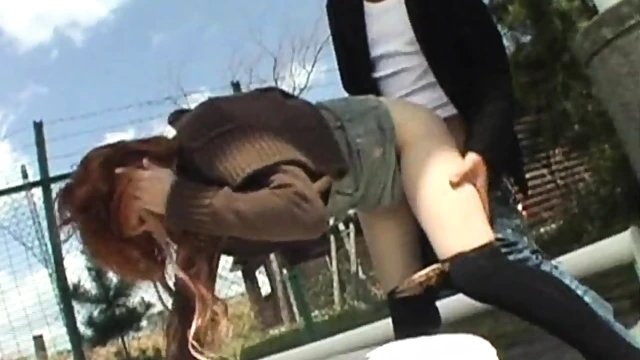 Hairy Japanese Redhead Flashes Pussy Publicly Before Getting Fucked Hard